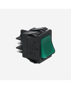 La Pavoni Rectangular Green Switch Bright Button, 16A, 250VAC, 30x22mm 8S0421